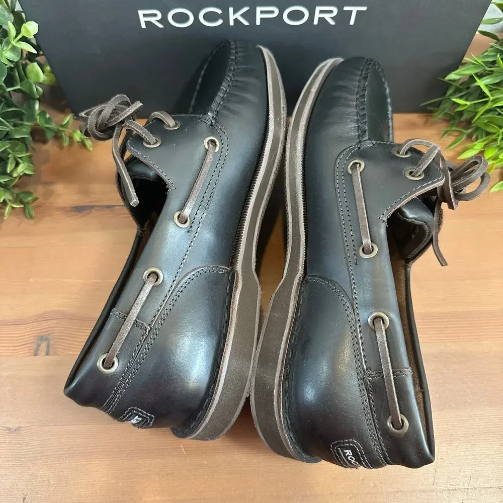Rockport Men's Perth‎ Dark Brown Boat Shoes Size 6 Extra Wide
